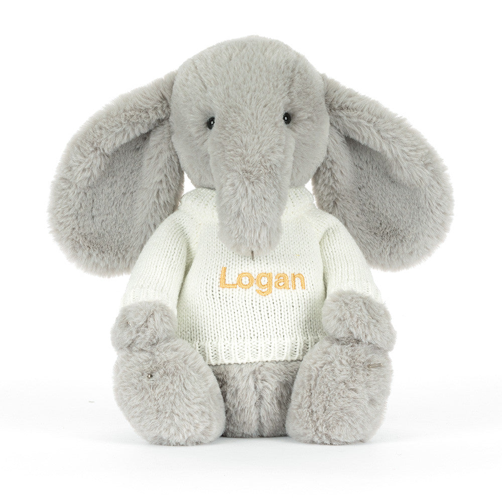 Bashful Luxe Elephant Thuddeus With Personalized Cream Jumper - US 0887