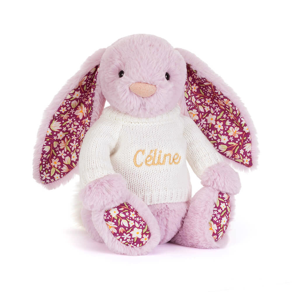 Thistlepop Blossom Luxe Bunny With Personalized Cream Jumper - US 6329