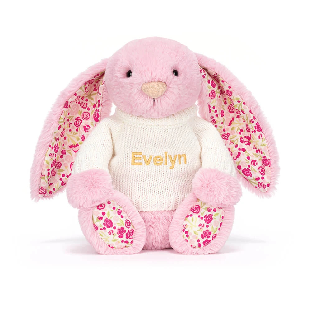 Blushkin Blossom Luxe Bunny With Personalized Cream Jumper - US 2645