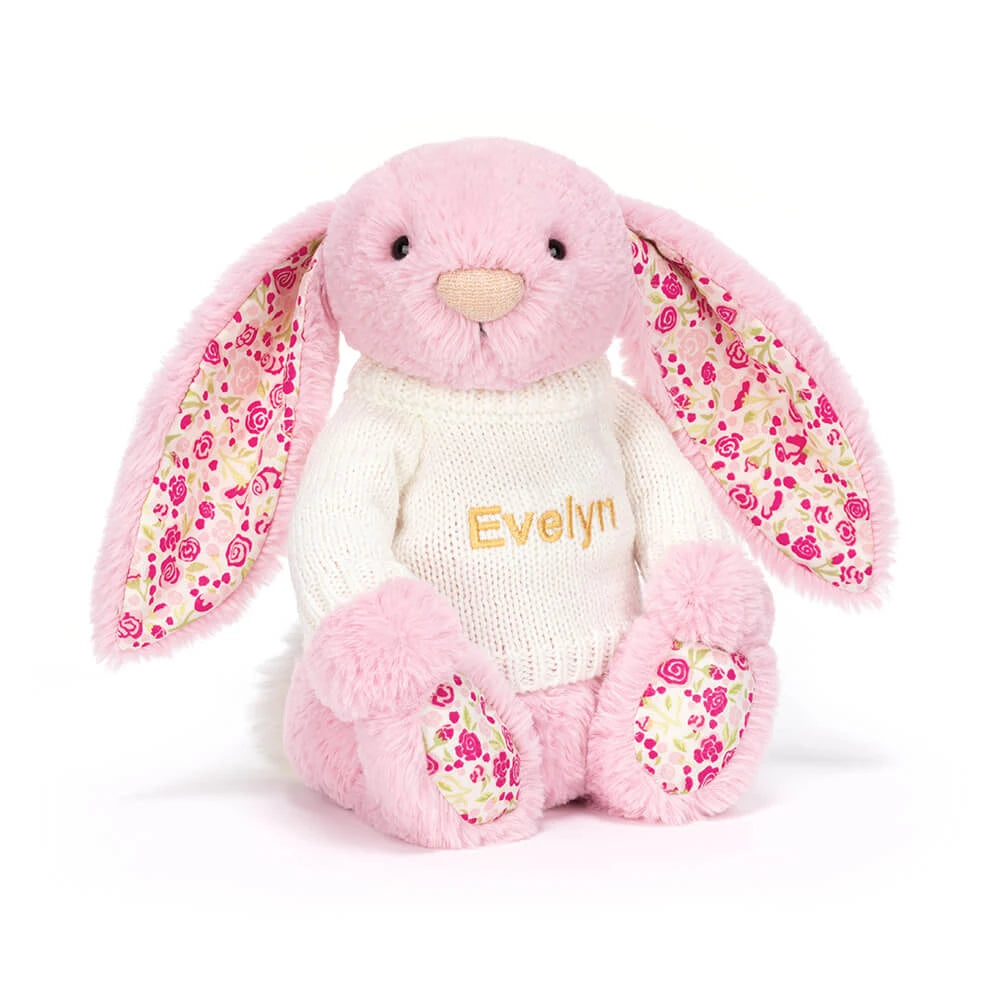 Blushkin Blossom Luxe Bunny With Personalized Cream Jumper - US 2645