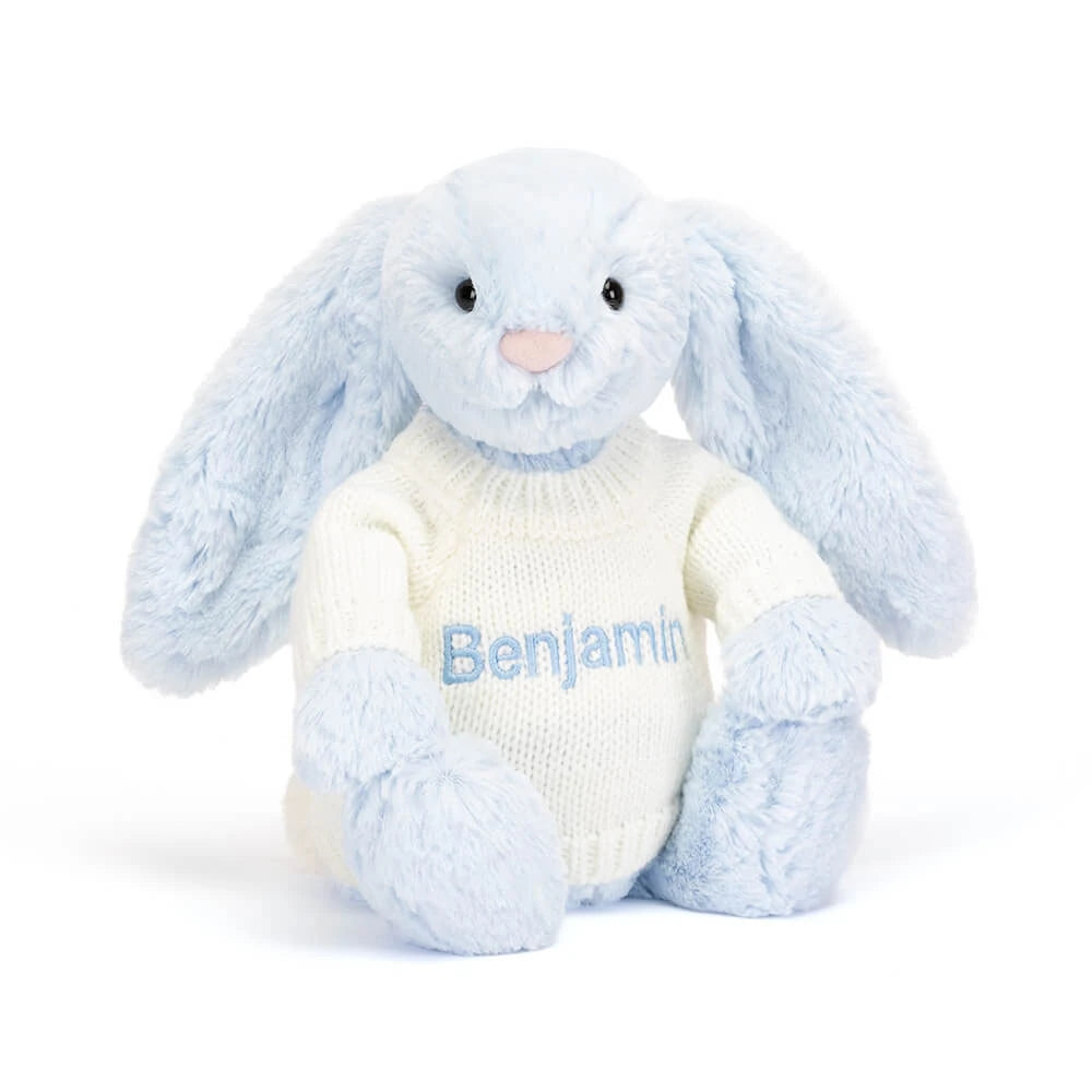 Bashful Blue Bunny With Personalized Cream Jumper - US 5947