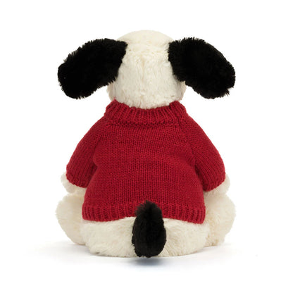 Bashful Black & Cream Puppy With Personalized Red Jumper - US 9614