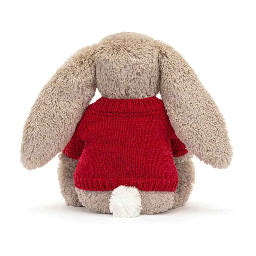 Bashful Beige Bunny With Personalized Red Jumper - US 1871