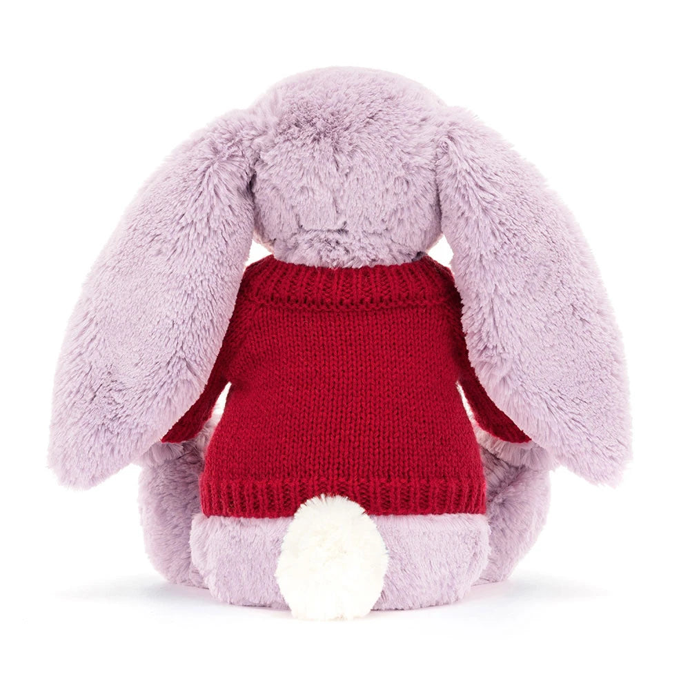 Bashful Lilac Bunny With Personalized Red Jumper - US 5265
