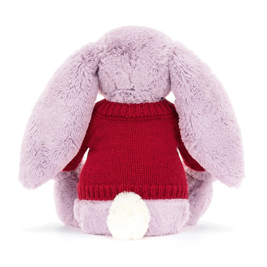 Bashful Lilac Bunny With Personalized Red Jumper - US 5265