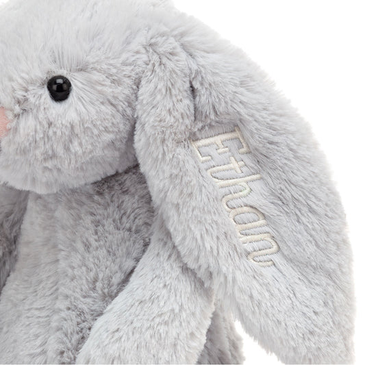 Personalized Bashful Silver Bunny Medium - US 4414