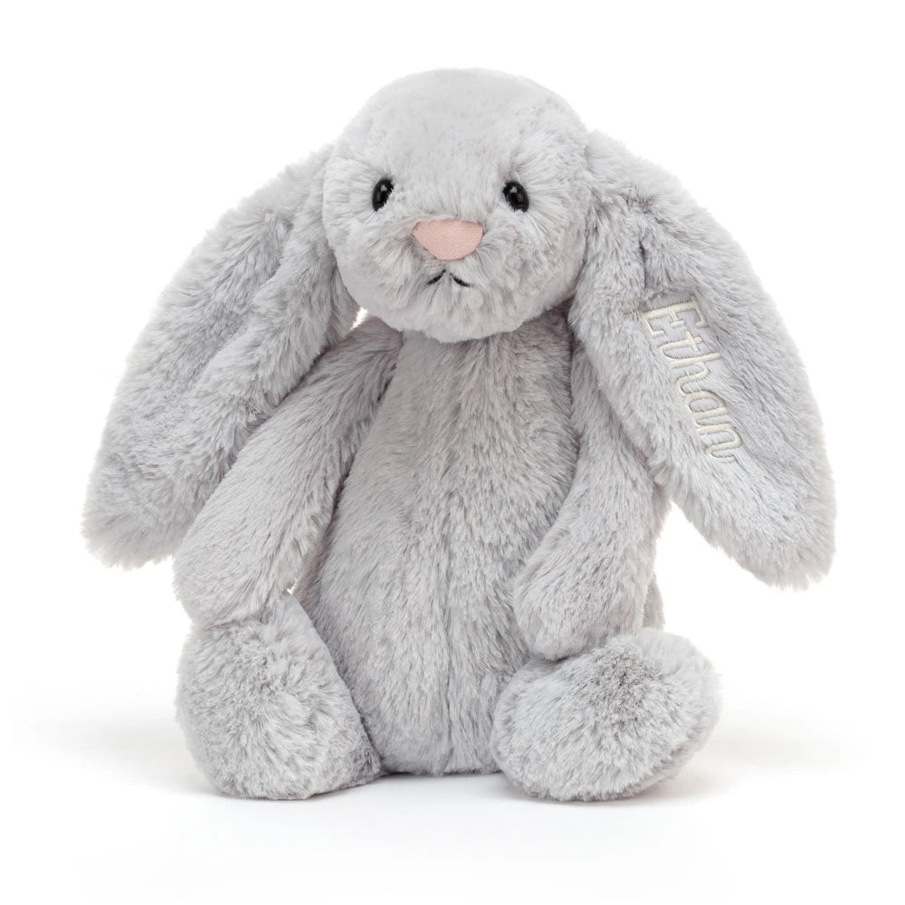 Personalized Bashful Silver Bunny Medium - US 4414